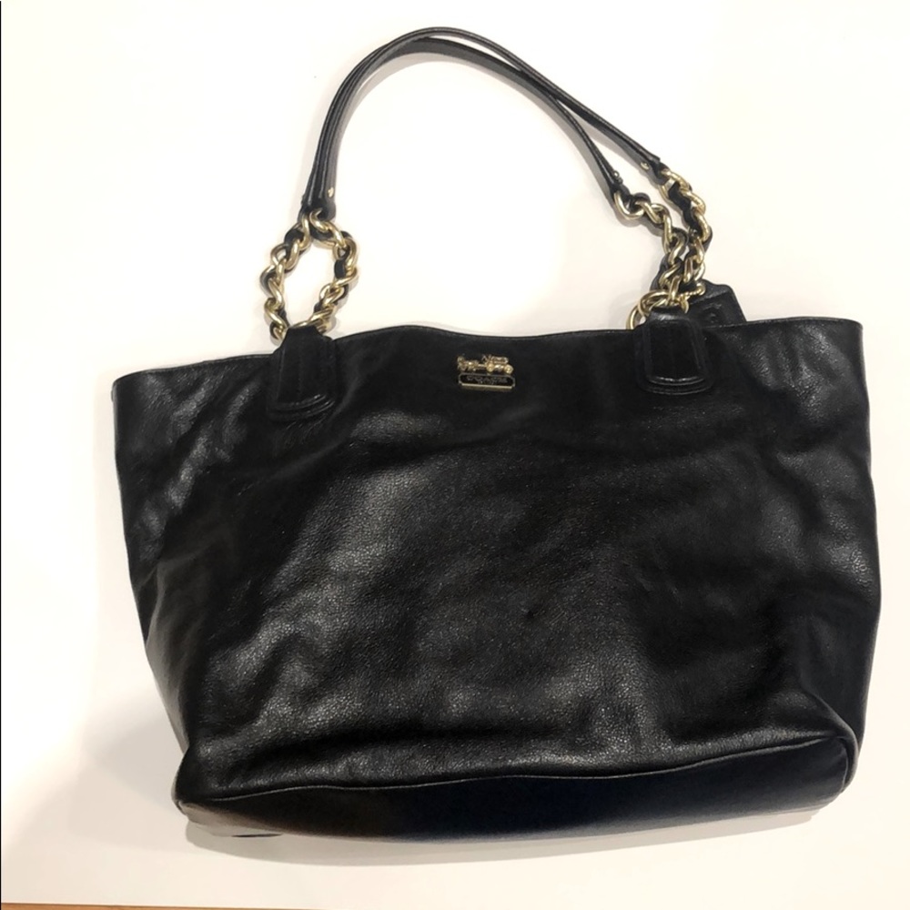 Coach black leather tote